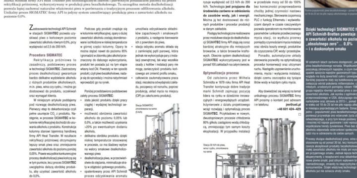 System dealkoholizacji Sigmatec w kwartalniku AgroIndustry